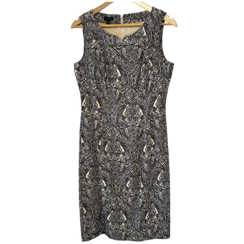 NWOT Talbots Sophisticated Black and Cream Midi Sleeveless Dress Size 6